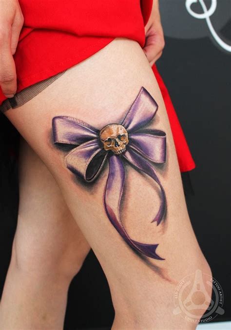 back of the leg bow tattoos|bow inspired ink for women.